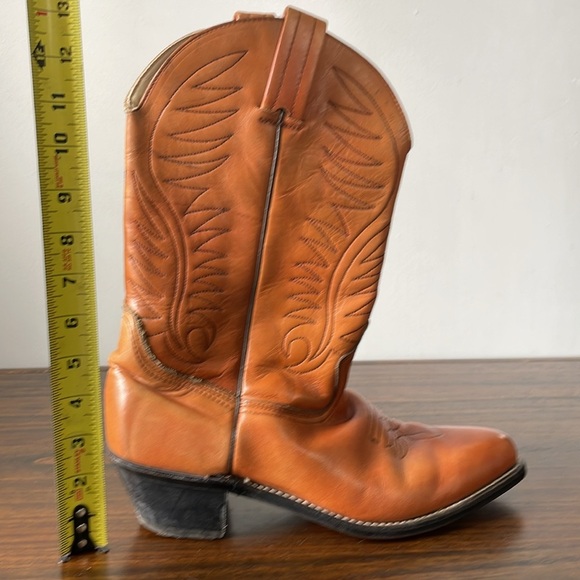 Dexter, 10.5, men’s orange camel color leather cowboy western boots - Picture 13 of 14